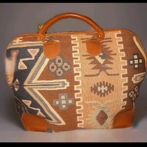 Vintage Hechathorn Tapestry Patterned Travel Bag Made In USA